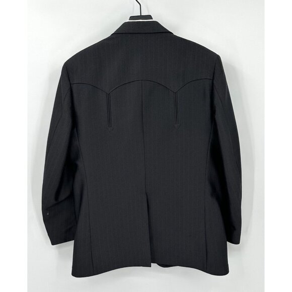 vintage 80s PAGANO WEST jacket blazer sport coat western cowboy arrow black 46R - Picture 6 of 9
